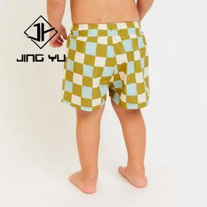 Maillot de bain de créateur, tissu jacquard à carreaux extensible de luxe, maillot de bain pour enfants, OEM, polyester, shorts pour enfants - Product Image 4