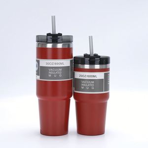 Gobelet isotherme en acier inoxydable de 30 oz, multicolore au choix, avec poignée et paille, impression personnalisée - Product Image 5