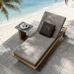 2026 Nordic Leisure Chaise longue d'extérieur en bois de teck, imperméable et résistante aux UV, pour terrasse, villa, jardin, cour, piscine et patio - Product Image 6
