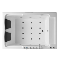 Baignoire rectangulaire autoportante à deux piliers en acrylique blanc Baignoire de massage de salle de bains au design élégant