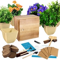 Coffret Cadeau Kit de Culture Transfrontalier - Pot de Fleurs Pastoral en Porcelaine Monochrome Émaillée Biodégradable Approuvé