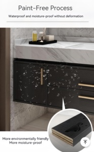 Tocador Baño Lavabo Gabinete Combinación Cerámica Integrada Rectángulo Fino Borde Vanidad Gabinete individual Lavabo de baño - Product Image 2