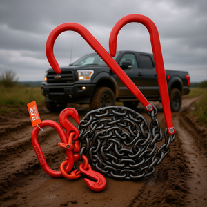 Cadena de Remolque Venor 3/8 X 3 G80 con Gancho en J, Cadena en V, Ganchos de Rescate de Alta Resistencia, 15600 Libras, Acero - Product Image 2