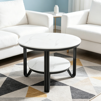 Table d'appoint ronde moderne de luxe à double niveau pour salon, chambre à coucher, canapé, meubles d'appoint