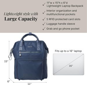 Oxford <strong>Backpack</strong>-Travel Laptop <strong>Backpack</strong> for Unisex-Lightweight Waterproof Letter Pattern Luggage Bag French <strong>Navy</strong> - Product Image 4