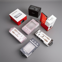 Boîte d'emballage en papier avec câble de données de chargeur suspendu personnalisé pour casque d'écoute avec feuille de fenêtre UV pour accessoires de téléphone pour appareil photo et montre