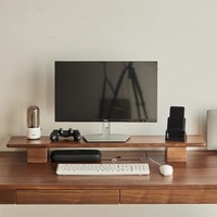 Support de moniteur et organisateur de bureau multifonctionnel en bois de noyer noir personnalisable et mobile