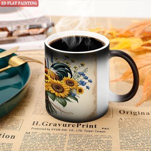 Taza Mágica Negra Esmerilada de 11 oz, Taza de Cerámica que Cambia de Color con el Calor, para la Pausa Diaria del Personal de Oficina - Product Image 5