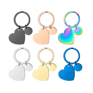 6 màu sắc thép không gỉ cá nhân khắc khoảng trống hình trái tim gương <span class=keywords><strong>Keychain</strong></span> với đĩa - Product Image 6