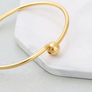 Xinfly Pulsera de Oro Genuino de 18K con Tornillo, Tubo Redondo Pulido, Cuentas Huecas, Brazalete Redondo de Lujo, Joyería - Product Image 3
