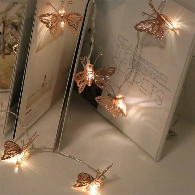 Factory Supply holiday lighting old led battery decorative fairy string lights 10 L 20 L butterfly shape for room home decor