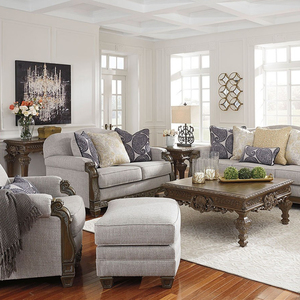 Style américain <span class=keywords><strong>en</strong></span> bois massif sculpté cadre coton lin tissu canapé salon canapé ensemble <span class=keywords><strong>gris</strong></span> <span class=keywords><strong>en</strong></span> bois massif tissu canapé - Product Image 1