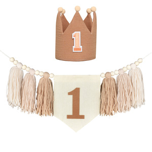 Set de Decoración para Fiesta de Primer Cumpleaños con Banderín de Borlas, Decoración para Fiesta de Primer Cumpleaños de Niño o Niña, Gorros de <span class=keywords><strong>Cono</strong></span>, Decoraciones para Fiesta de Cumpleaños - Product Image 1