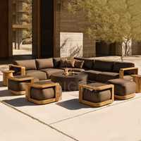 Ensemble de canapés de jardin en teck classique et moderne, couleur et taille personnalisables, garantie 1 an, pour fermes, cours, hôtels, parcs, villas et jardins.