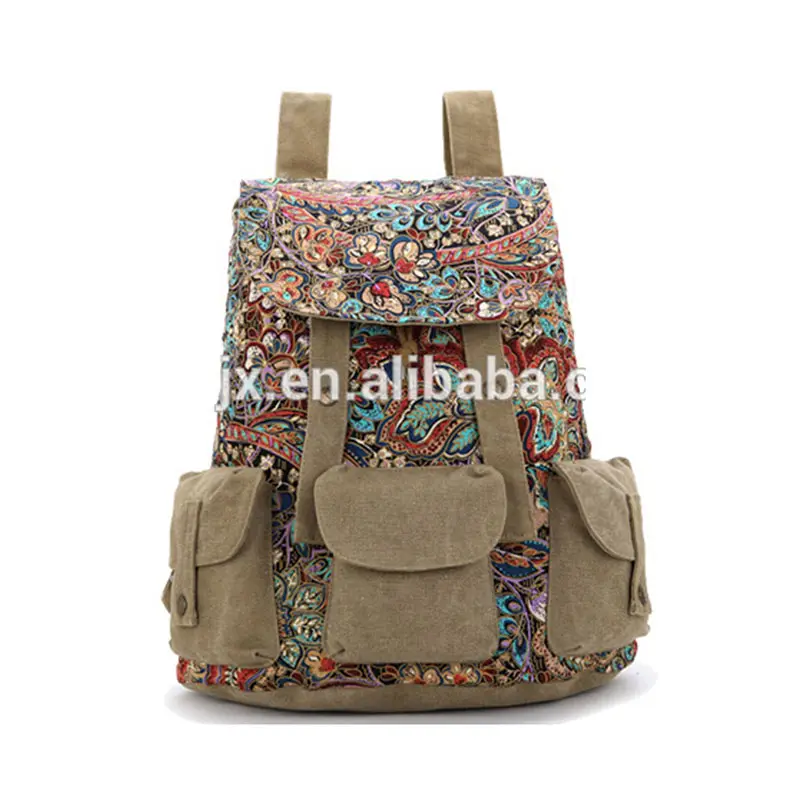 Benutzer definierte gedruckte koreanische Art Rucksack Tasche Reise Freizeit Student Leinwand Vintage Rucksäcke