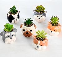 Jardinières émaillées d'animaux mignons Pots succulents en forme de corgi de dessin animé drôle pour la maison, le bureau et le chien élégant pour l'intérieur