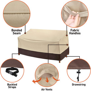 Housse imperméable et anti-poussière en tissu polyester Oxford 210D pour canapé de patio, banc, meubles d'extérieur - Product Image 4