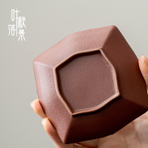 Assiette à collation en céramique rétro chinoise, forme irrégulière, couleur unie, plat à fruits en poterie, plat de service pour dessert de mariage - Product Image 4