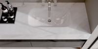 En stock, Plan de lavabo de salle de bain moderne et minimaliste, monobloc sans joint, en dalle carrée ou rectangulaire, façonnée à chaud