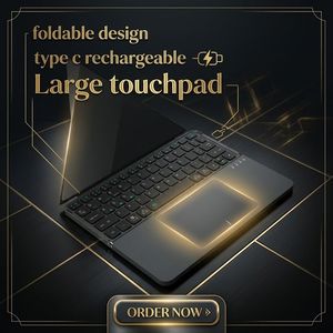 Custom Logo Bluetooth Keyboard Teclado Plegable bluetooth Teclado Con Touchpad Multi-devices Foldable Keyboard with case <b>Stand</b> - Product Image 1