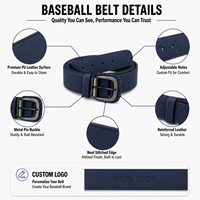 Ceinture réglable en cuir PU bleu marine avec boucle en alliage, personnalisable OEM/ODM avec logo, pour hommes et adolescents, idéale pour le baseball et le softball en extérieur