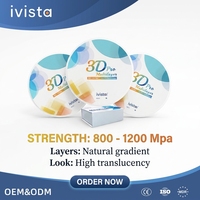 Simule les dents naturelles, disque en zircone IVISTA 3D Pro, translucidité 43-57%, 800-1200MPa, pour fraisage en laboratoire dentaire