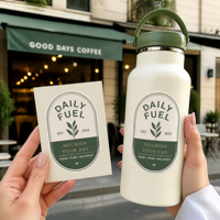 Étiquettes alimentaires holographiques personnalisées en papier crépon - Autocollants écologiques et imperméables pour l'emballage de desserts, les food trucks et la marque des cafés