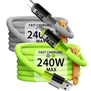 240W Digital Display Super <b>Fast</b> <b>Charging</b> <b>Type</b>-<b>C</b> Nylon Data <b>Cable</b> 6A Fully Compatible <b>Fast</b> <b>Charging</b> - Product Image 1