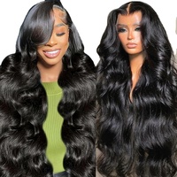 Peluca de Cabello Humano Camboyano 100% Natural, Sin Procesar, con Encaje Transparente HD 13x4, Ondulado, Sin Pegamento, para Mujeres Negras