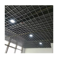 Plafond suspendu en aluminium ignifuge pour restaurant, revêtement filmé, grille métallique perforée Raul/noir, plafond moderne à cellules ouvertes