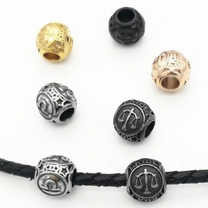 Cuentas espaciadoras sueltas de acero inoxidable con diseño de constelación de Libra, de 12 mm, de metal chapado, para la fabricación de pulseras y accesorios de joyería - Product Image 1