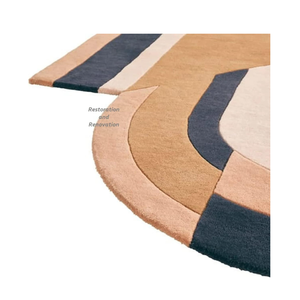 Alfombra de lana de estilo moderno nórdico colorido, Alfombra de pila de bucle bajo con piel de felpa lavable para el hogar, Hotel, sala de estar, dormitorio - Product Image 3