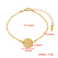 Bracelet en acier inoxydable plaqué or avec perles et pendentif rond à 2 trous, bijou à graver