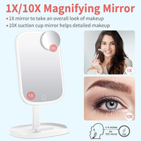 Miroir de maquillage éclairé à écran tactile pliable de haute qualité M13, nouvelle conception, gradateur infini, verre haute définition, grossissement 10x