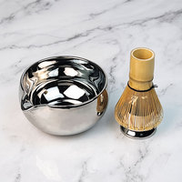 Ensemble de bols à matcha en céramique électroplaquée avec logo personnalisé, finition métallique brillante, avec bec verseur et support pour fouet