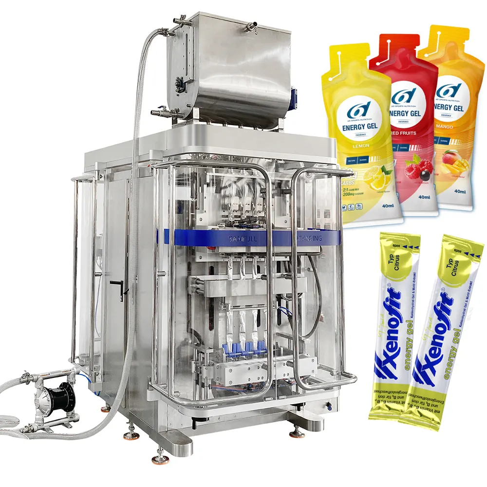 Machine d'emballage automatique multi-voies vffs 10ml 30ml 40ml machine de remplissage remplissage scellage de sachets de liquide gel énergétique