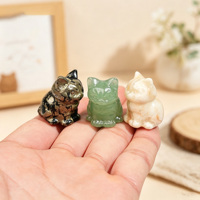 Figurine de chat en cristal naturel de haute qualité, sculptée à la main, statue d'animal chaton, logo personnalisable pour la guérison spirituelle - Vente en gros