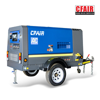 CFAIR 185CFM 5.2m3/min 7Bar 101.5PSI Compresseur d'air à vis entraîné par moteur pour la location Sablage Jack Marteau Air Tool Diesel Road