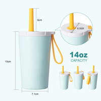 Gobelet isotherme sous pression en acier inoxydable 18/8 de 14 oz pour bébé, avec logo personnalisé ODM/OEM, couvercle sans BPA et poignée, maintien thermique de 8 à 18 heures