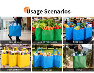 Sac fourre-tout réutilisable en tissu non tissé recyclé imprimé sur mesure avec logo personnalisé, sac de courses écologique pour supermarché - Product Image 5