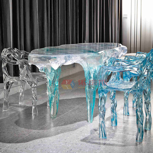 Juego de Mesa de Bar de Resina Transparente, Forma Ovalada YTS 001, Muebles Suaves Personalizados Duraderos - Product Image 1
