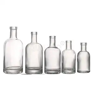 Clear Liquor Glass Bottles 12 oz 375ml for Wine Beverages Drinks Oil Vinegar Kombucha Beer Water Soda with Cork Stopper