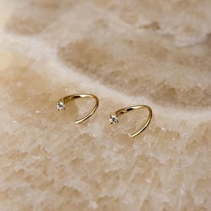 French Style Minimalist <b>Cuff</b> <b>Earrings</b> Gold Geometric Design Zircon Inlay Everyday Wear - Product Image 1