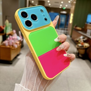 เคสโทรศัพท์แบบ Color-block สำหรับ iPhone 18/17 Pro Max, ช่องเว้าเลนส์ขนาดใหญ่, เคสกันกระแทกสีลูกกวาดแบบ Patchwork สำหรับ 16 Pro - Product Image 4