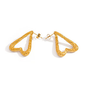 Boucles d'oreilles pendantes en forme de cœur, en acier inoxydable plaqué or 18 carats, pour femmes, bijoux de fête EH12075 - Product Image 5