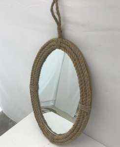 RH12001 82cm <span class=keywords><strong>specchi</strong></span> rustici ovali moderni personalizzati da appendere alla parete canapa black decor art wall hanging rattan wicker mirror camera da letto - Product Image 2