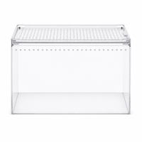 Boîte d'élevage pour reptiles en acrylique transparent avec couvercle coulissant, vue entièrement transparente, ventilée, tailles S, M, L, XL