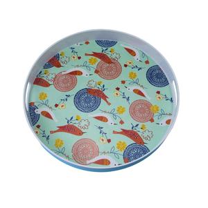 Grand plateau de service rond de 14 pouces avec poignées pour servir des aliments plateaux de luxe pour café cuisine plateau rond en mélamine - Product Image 1