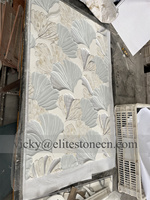 Thassos Weißer Marmor Mix Muschel und Glas Wasserstrahl-Ginkgoblatt-Mosaik-Fliese Luxuriöse Innenraum-Hintergrundwand-Dekoration für Villen