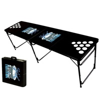 YILU Jeu de table à boire portable de 8 pieds pour la fête de la bière et du pong Ensemble de jeux à boire pliants avec tasses